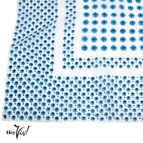 Vintage Turquoise Print Silk Rayon Scarf Made in Japan 22x22" Square - Hey Viv - Picture 1 of 5